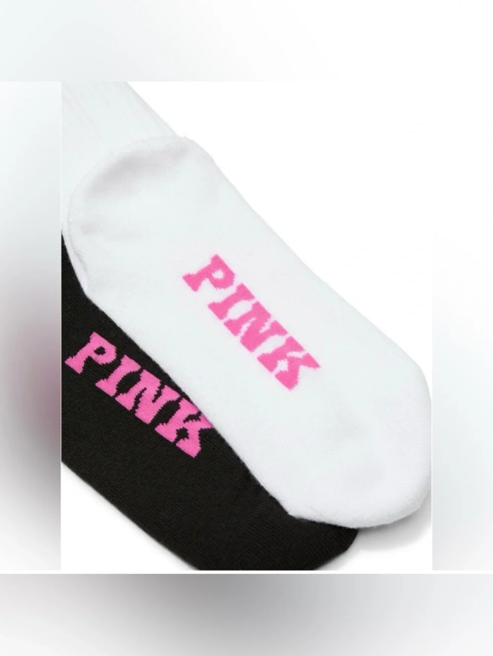 PINK Victoria's Secret “Pink Dog” Black and White Crew Socks 2-Pack- NWT